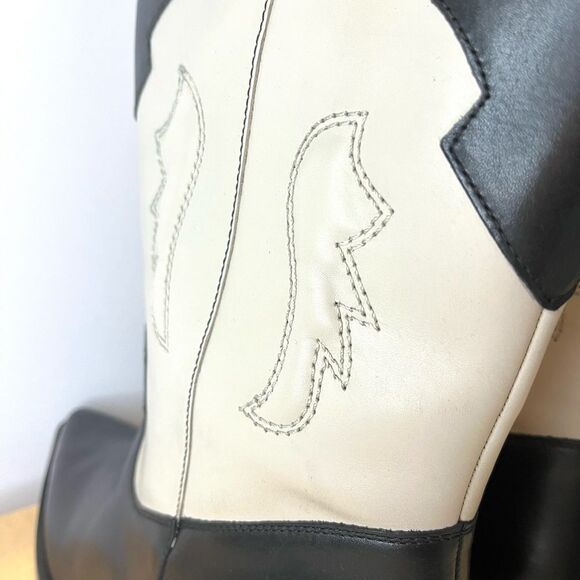 Free People Twin Flames Leather Western Cowboy Boots in Black/Ivory NEW in box - Picture 11 of 15